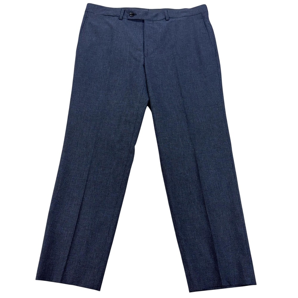 Ted Baker Jay CT Dress Pants Mens 35 Blue Check Wool Blend Stretch 36x28 Canada